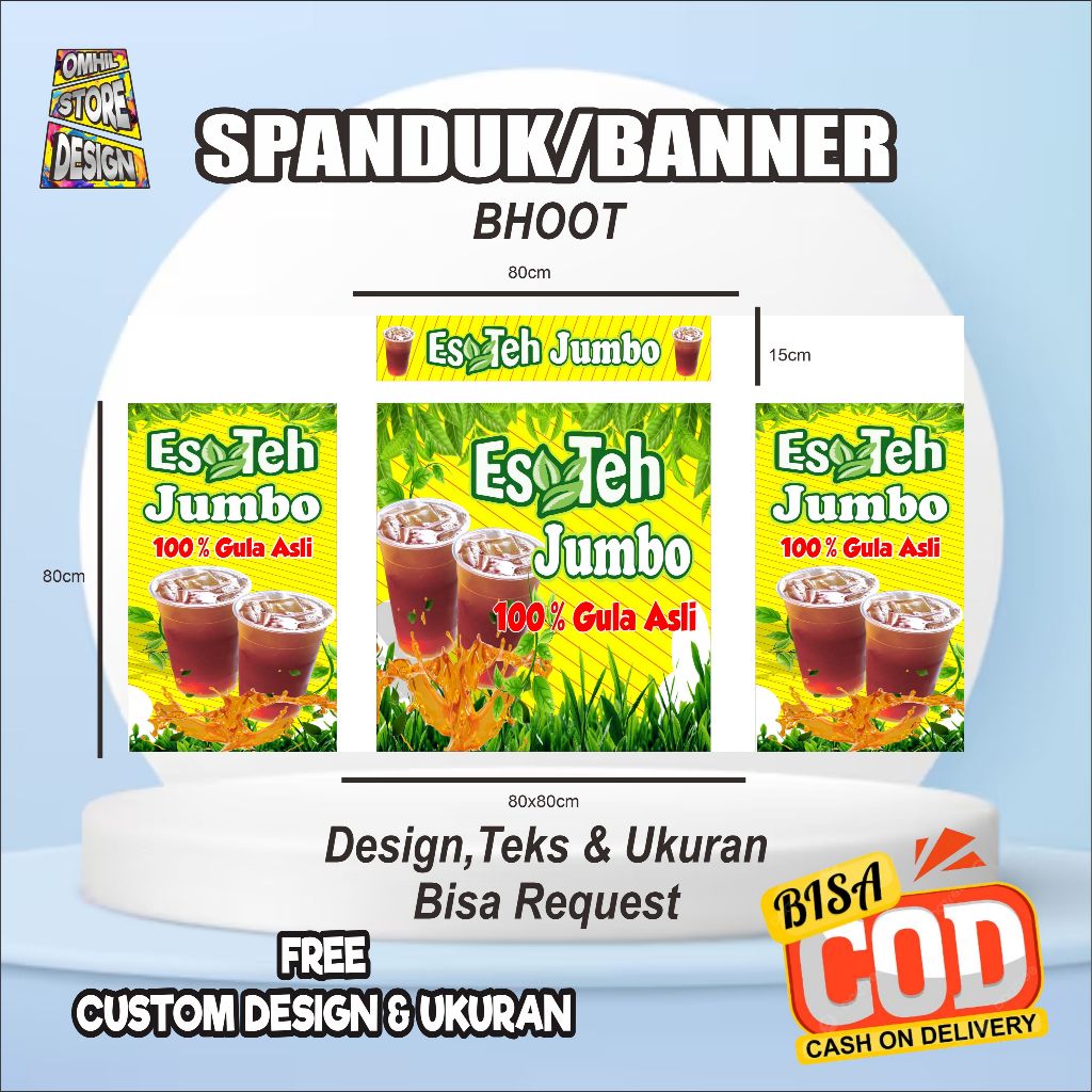 Spanduk Banner paket Booth Teh Jumbo Free Custom Design