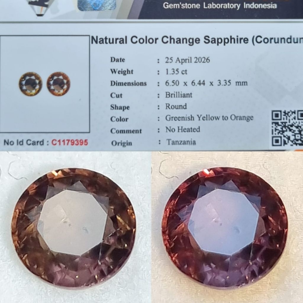 natural color change sapphire greenish yellow & orange no heated loster gemricik srilanka memo GLI