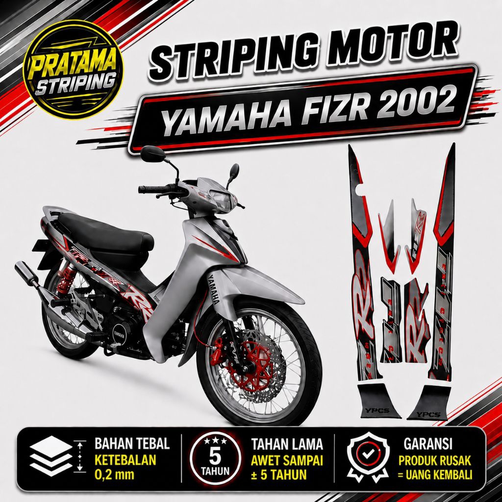 STRIPING YAMAHA F1ZR FIZR 2002 ORANGE SILVER HITAM PUTIH MERAH STICKER LIS LIST YAMAHA F1ZR FIZR 200
