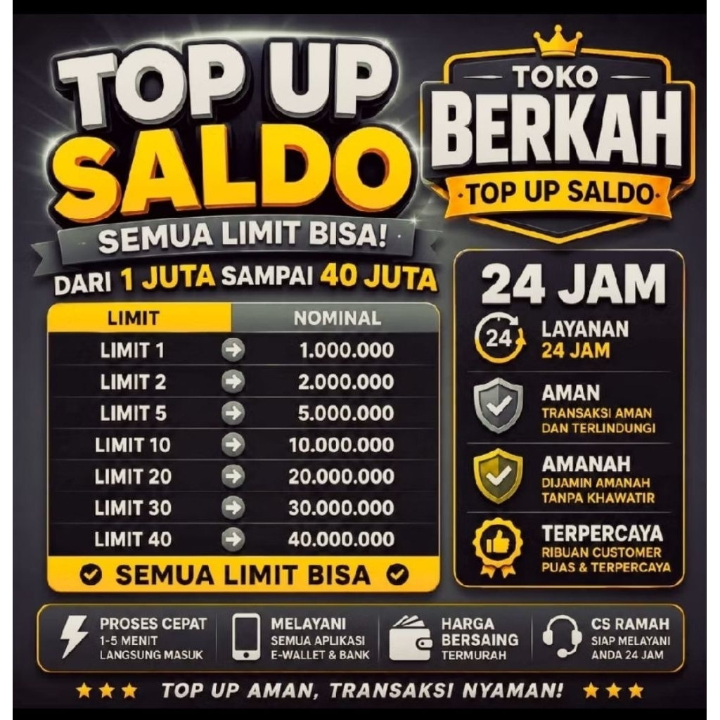 TOP UP SIZE° ISI SALDO/PULSA REGULER TRANSFER 1JT-45JT FAST