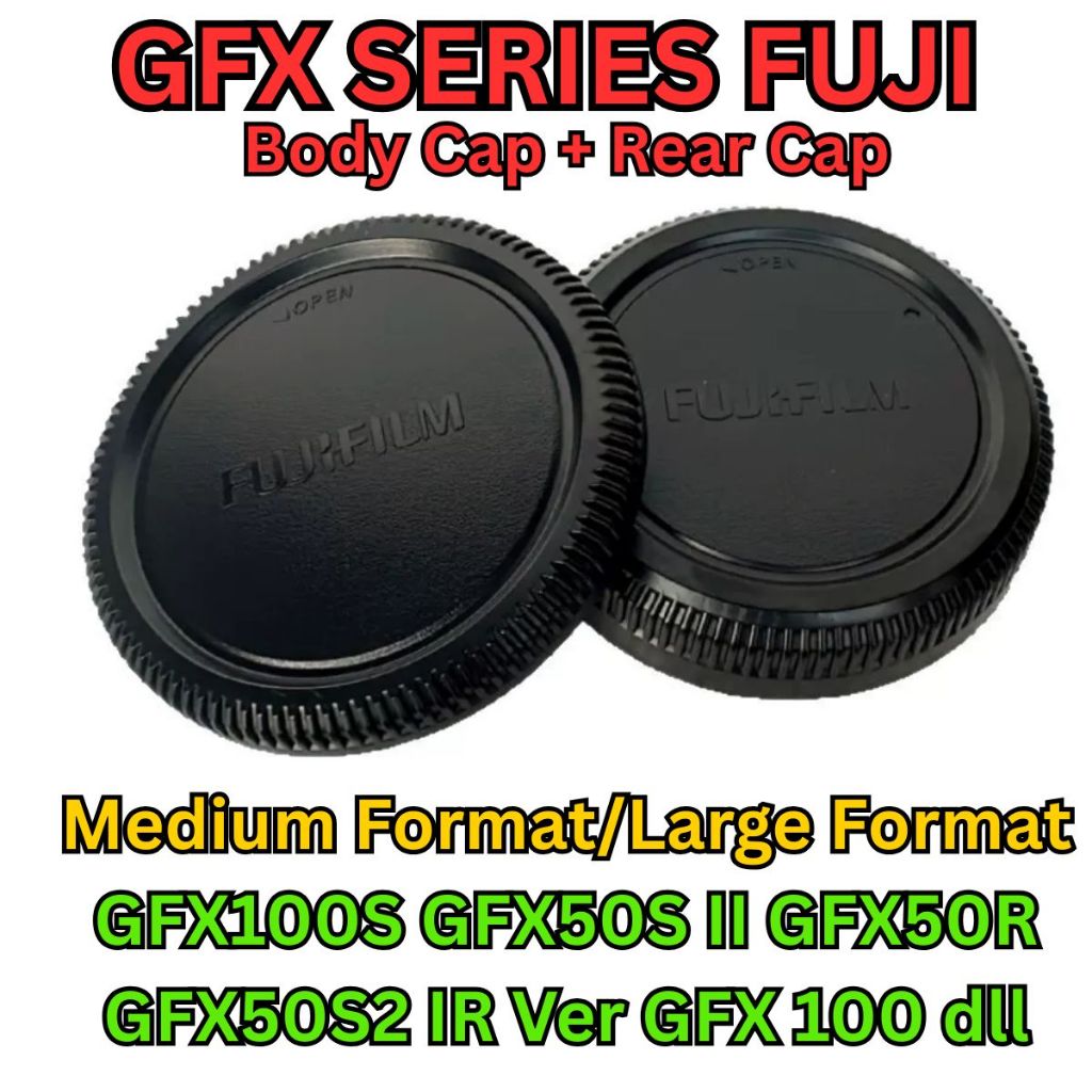 BODY CAP Camera & REAR CAP Lensa Untuk GFX SERIES FUJIFILM (Large/Medium Format) Pelindung Body Kame