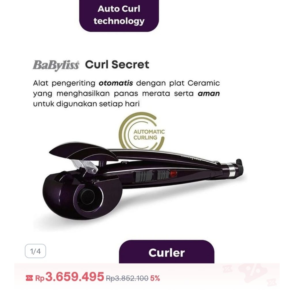 BaByliss Curl Secret - 2667H ALAT PENGKRITING RAMBUT OTOMATIS