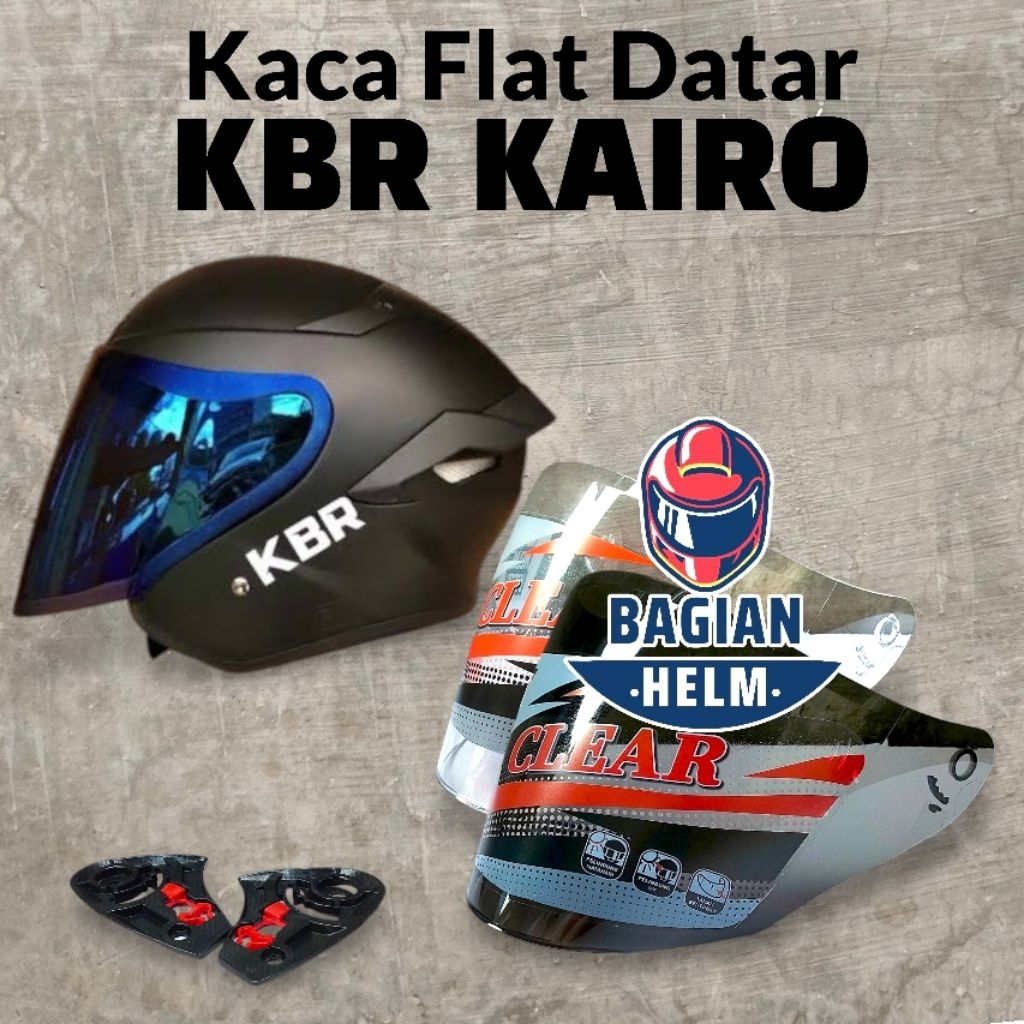 Kaca Helm KBR KAIRO Flat Visor Helmet KBR KAIRO Bening Hitam