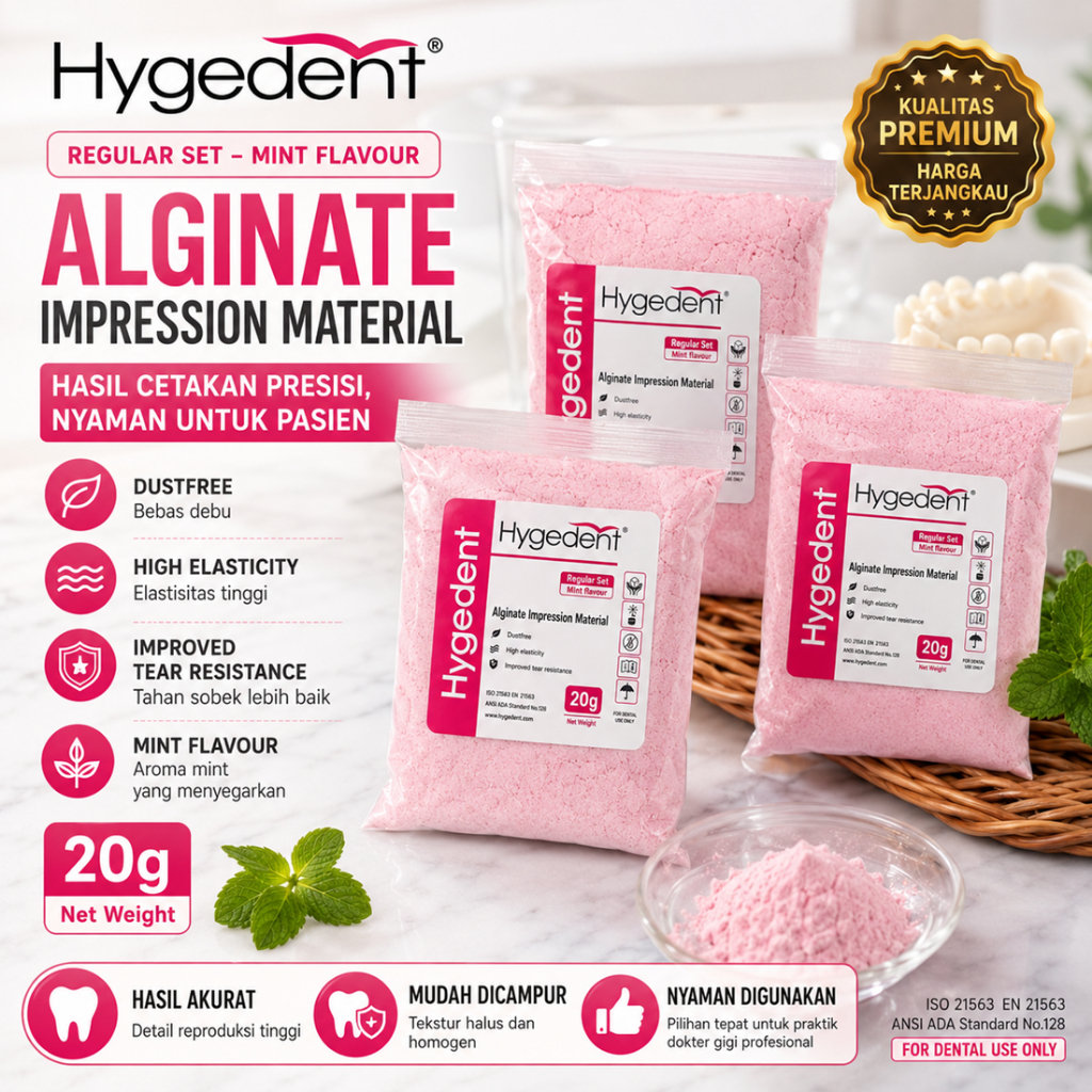 bahan cetak gigi alginate hygedent kemasan sachet 20gr