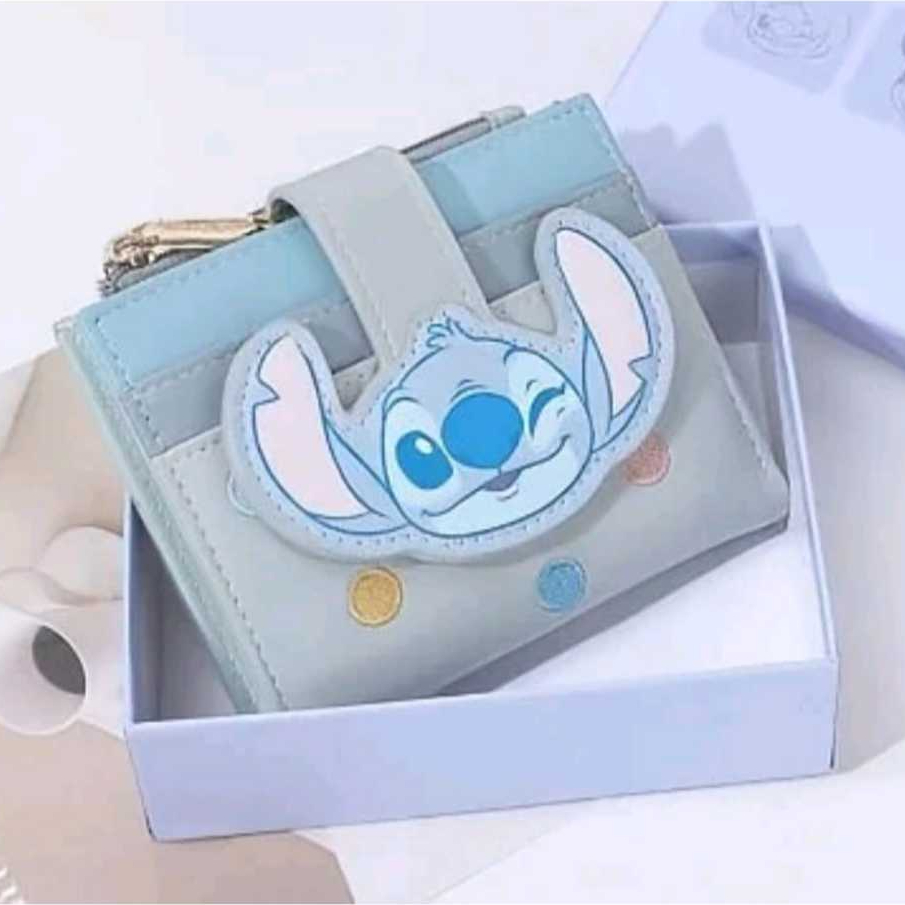 Disney Dompet Lipat Wanita Warna Biru Lilo Stitch Wallet Original Free Box