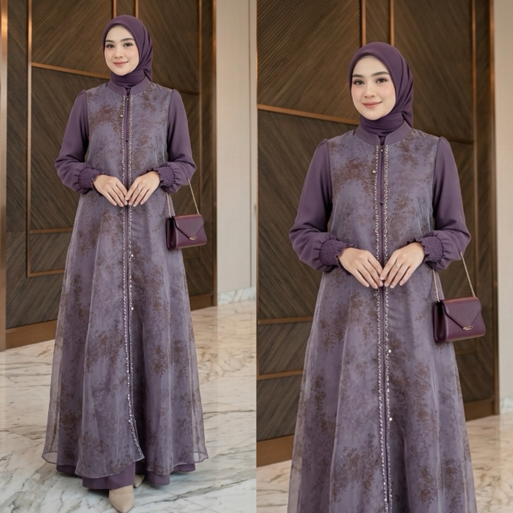NNfashion ~ AURORA Dress Gamis Wanita Dress Gamis Ied Lebaran Wanita Muslimah Syari Remaja Payet Out