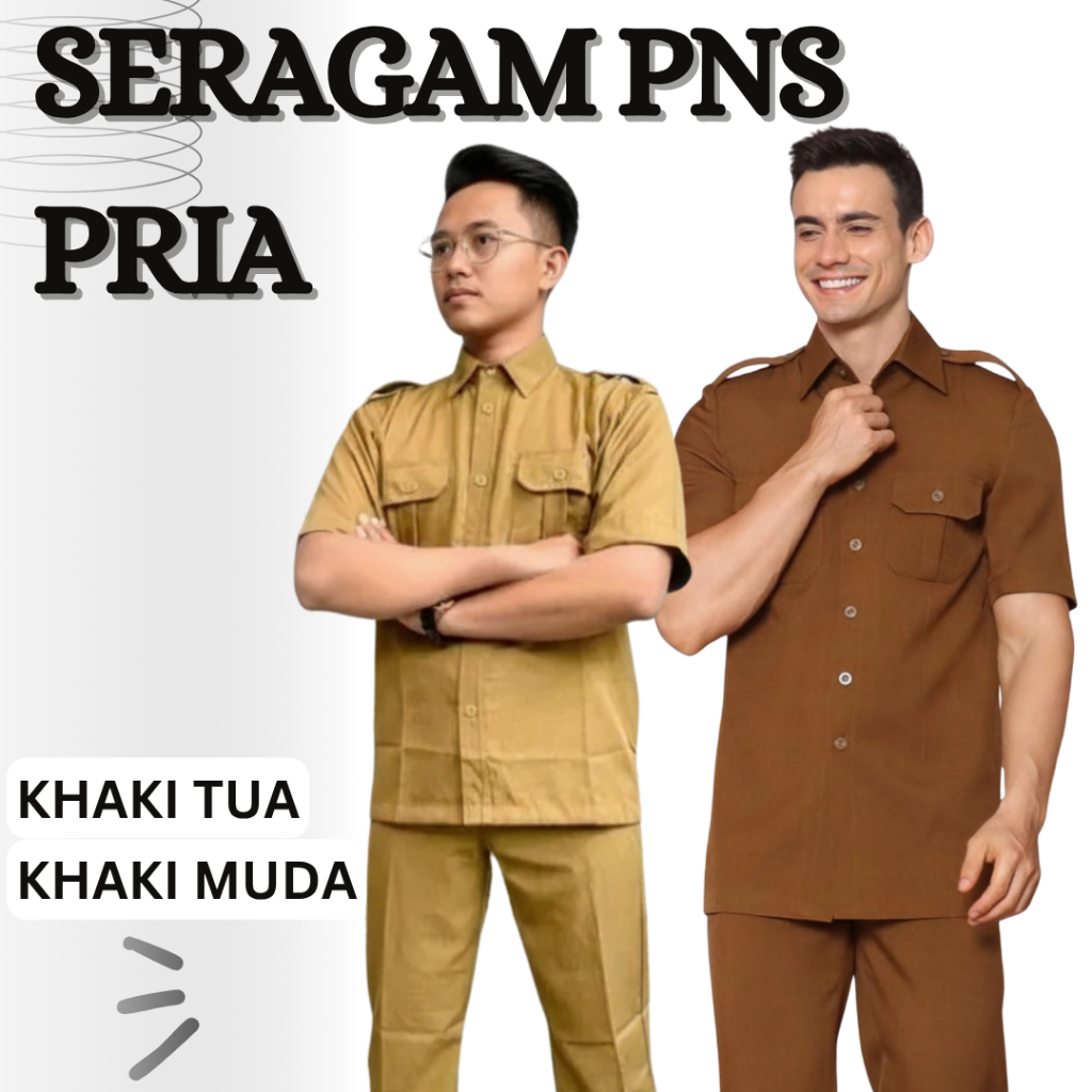 Seragam Dinas Pria PNS ASN PREMIUM Katun Wool Khaki Tua Muda PDH Pemda Guru Keki Kheki  Coklat Terba