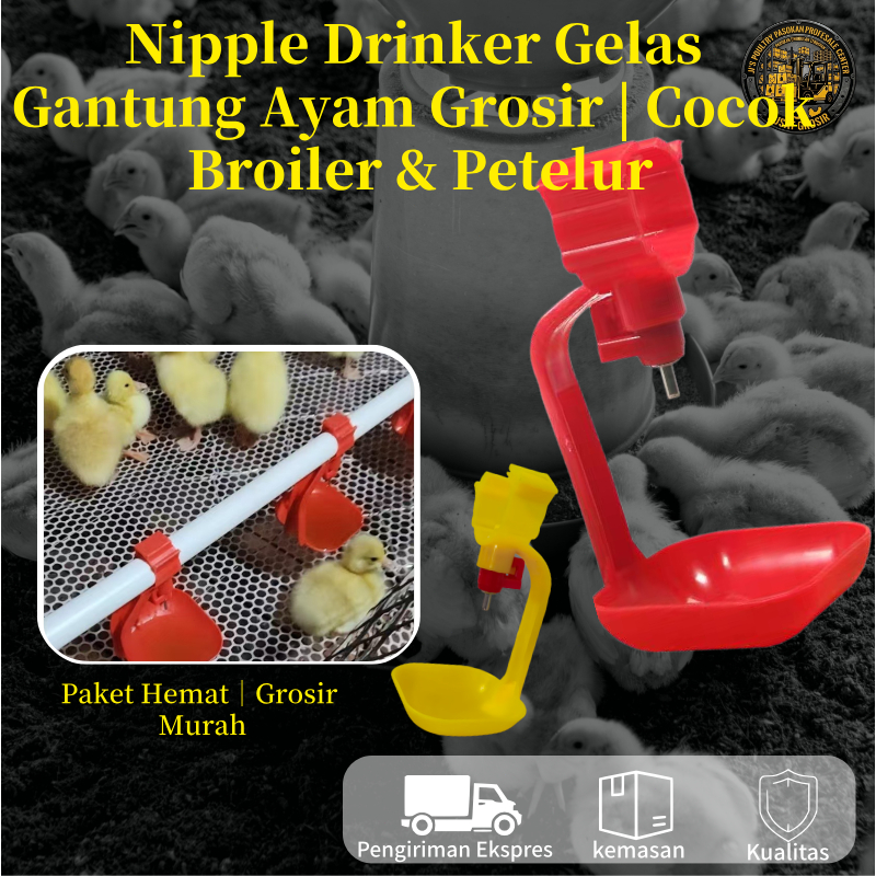 Nipple Tempat Minum Ayam Dengan Mangkok/Wadah Ternak Unggas Nipel Otomatis Seri Grosir Stok Ready