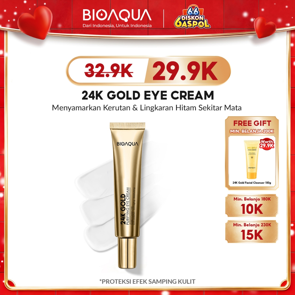 BIOAQUA 24K Gold Purifying Eye Cream Eye Serum Moisturizing Serum Mata Panda 15g to Mengurangi Garis