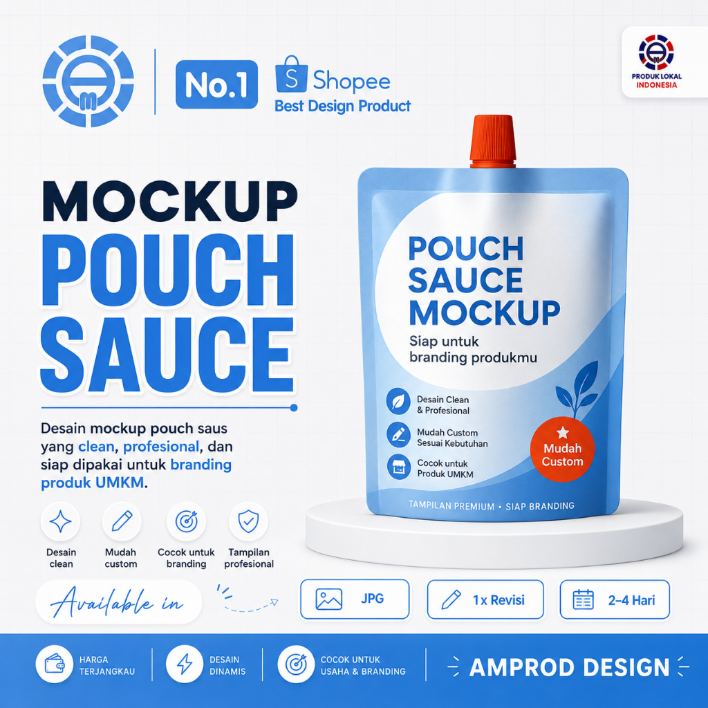 JASA DESAIN PRODUK MOCKUP  / DESAIN POUCH SAUCE / KEMASAN SACHET [ MOCKUP ONLY ]