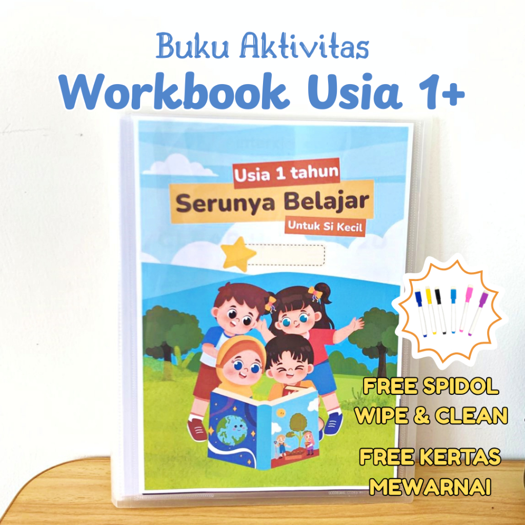 Worksheet Edukasi dan Belajar Seru Usia 1 Tahun VOL 1 Free Spidol Wipe and Clean & Map