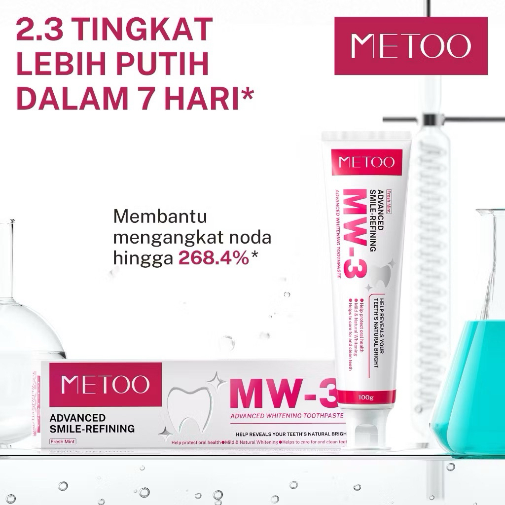 (BPOM) METOO MW-3 PEMUTIH GIGI 100g