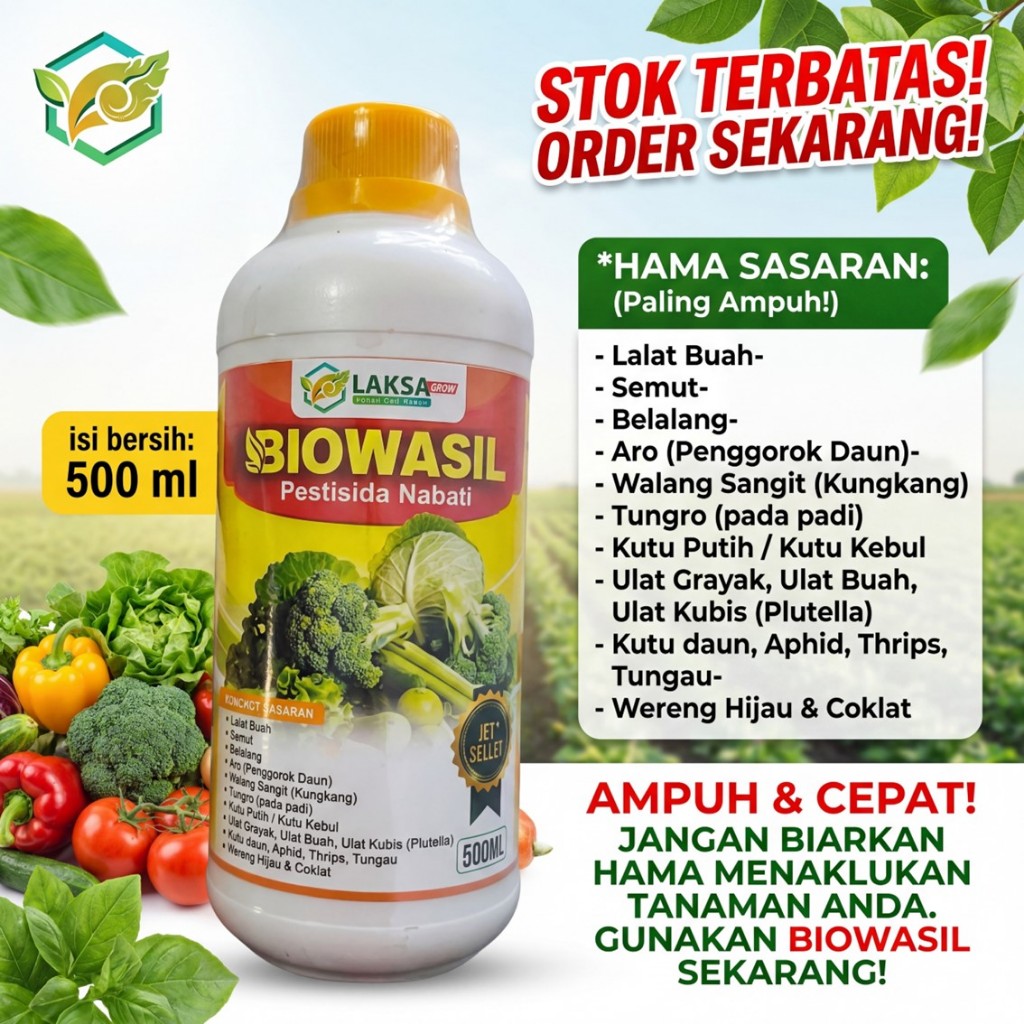 BIOWASIL 500ML Pestisida Hayati Organik Pengendali Hama Tanaman Anti Wereng Thrips Aphid Kutu Putih 