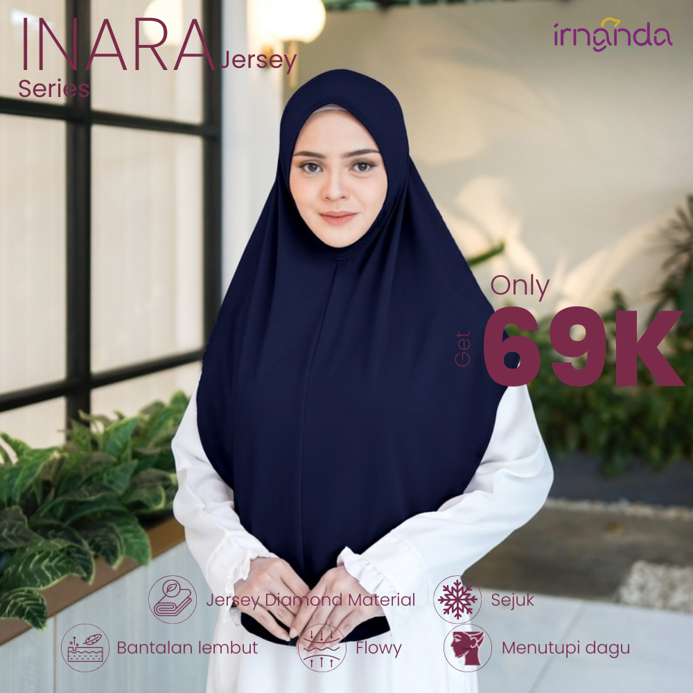 Irnanda Hijab - Bergo Instant Terbaru | Jersey Diamond | INARA Series | Navy