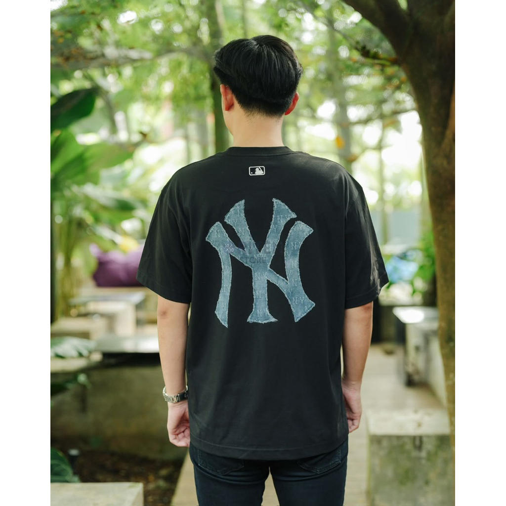 MLB NY Denim Tee Black Original / Baju Kaos MLB Authentic