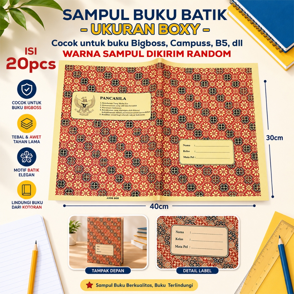 Sampul Buku Boxy Motif Batik / Boxi / Big Boss / Campuss