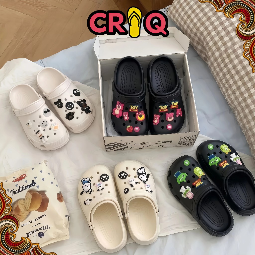 CRIQ-Sandal  Wanita/Pria Baim Korean Style Aesthetic Putih Bersih DIY 24-45