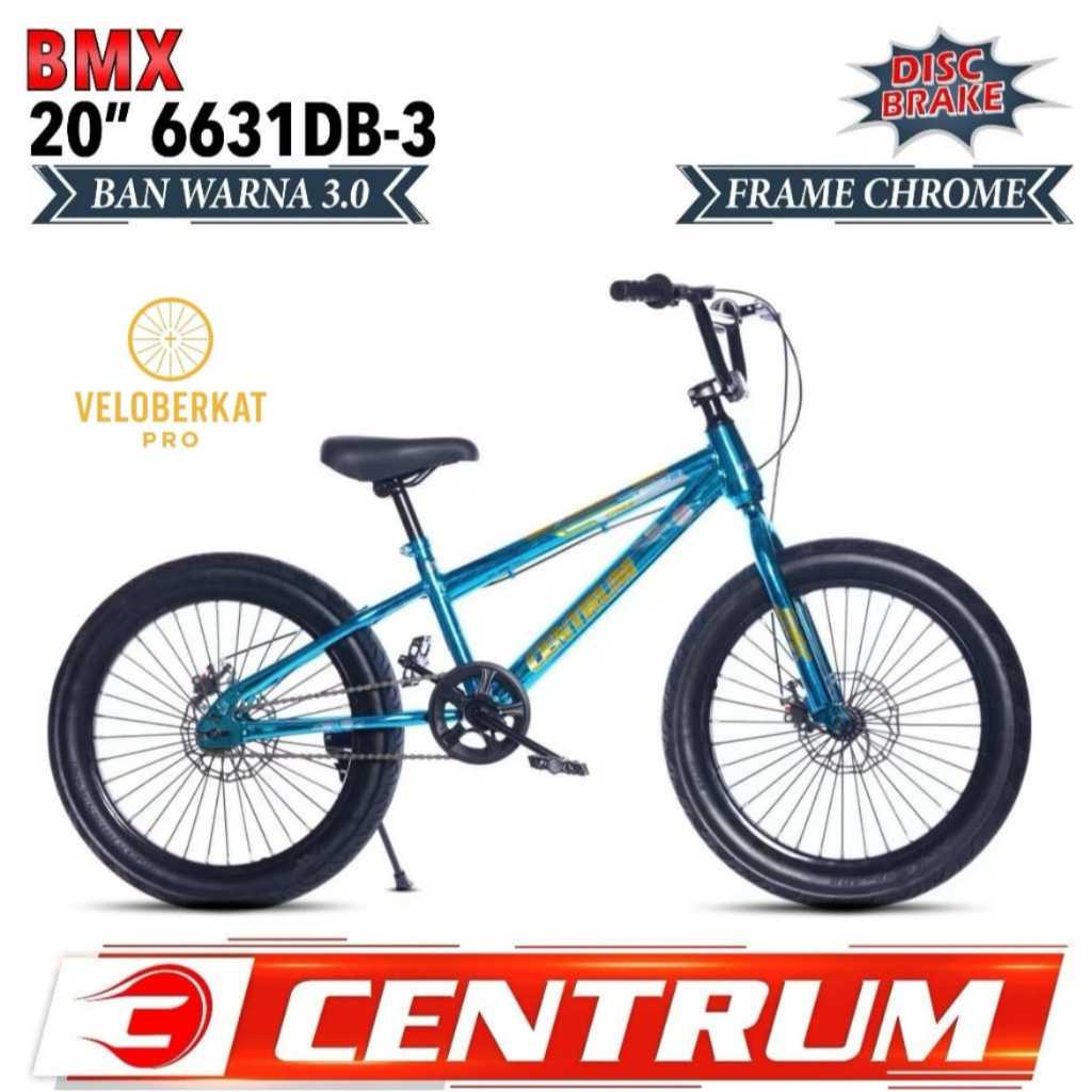 SEPEDA ANAK BMX 20 INCH CENTRUM 6631 DB-3 CHROME BAN POMPA