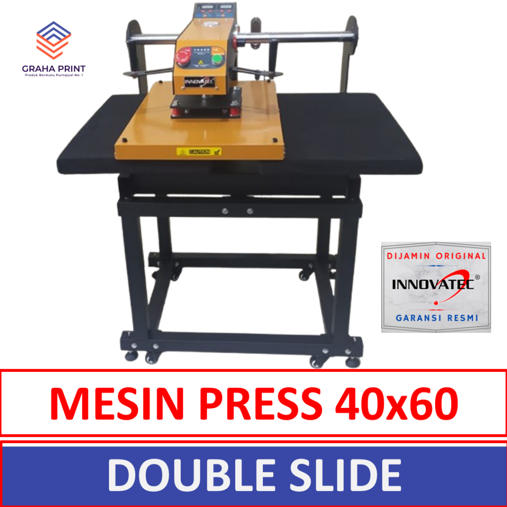 Innovatec Mesin Double Heat Press Kaos 40x60 Double Slide Pneumatic Alat Sablon Baju Kaos Dobel Pres