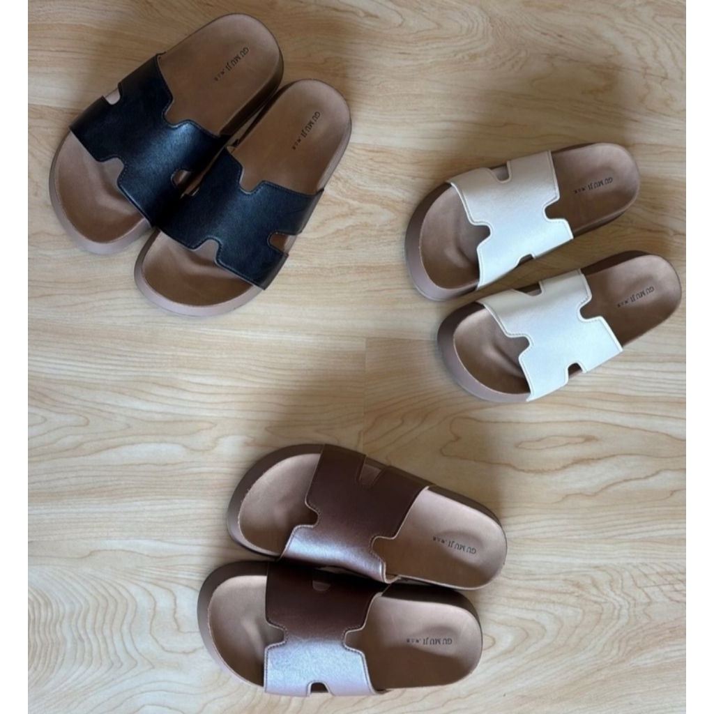 Sandal slip on wanita nb/Wedges wanita nb/sandal slip tebal nb/sandal santai wanita nb