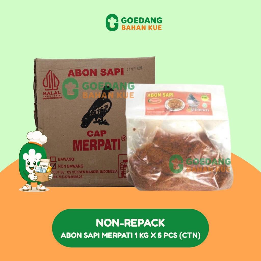 [1 CTN] ABON SAPI MERPATI TANPA BAWANG KEMASAN 1 KG DAN 250 GR