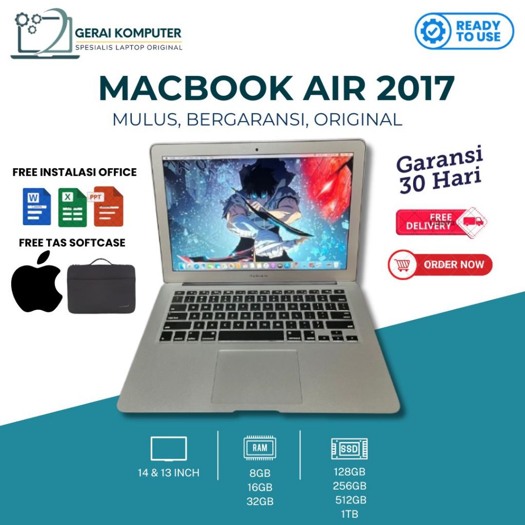PROMO MacBook Air 2017 Retina Core i5 8GB 256GB 128GB 100% Second Original Apple 13Inch