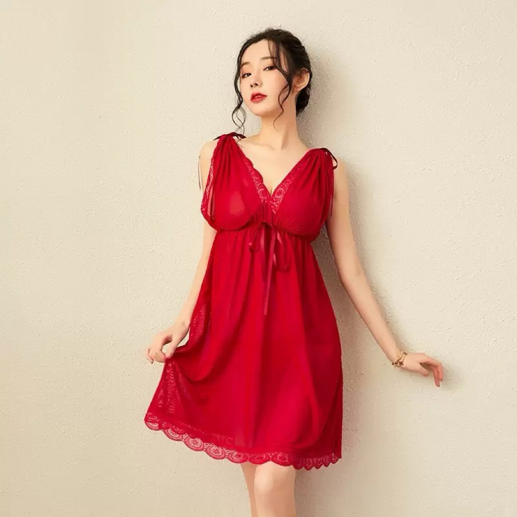 Baju tidur Wanita Dress+cd Jaring2 transparan stretch (0918)