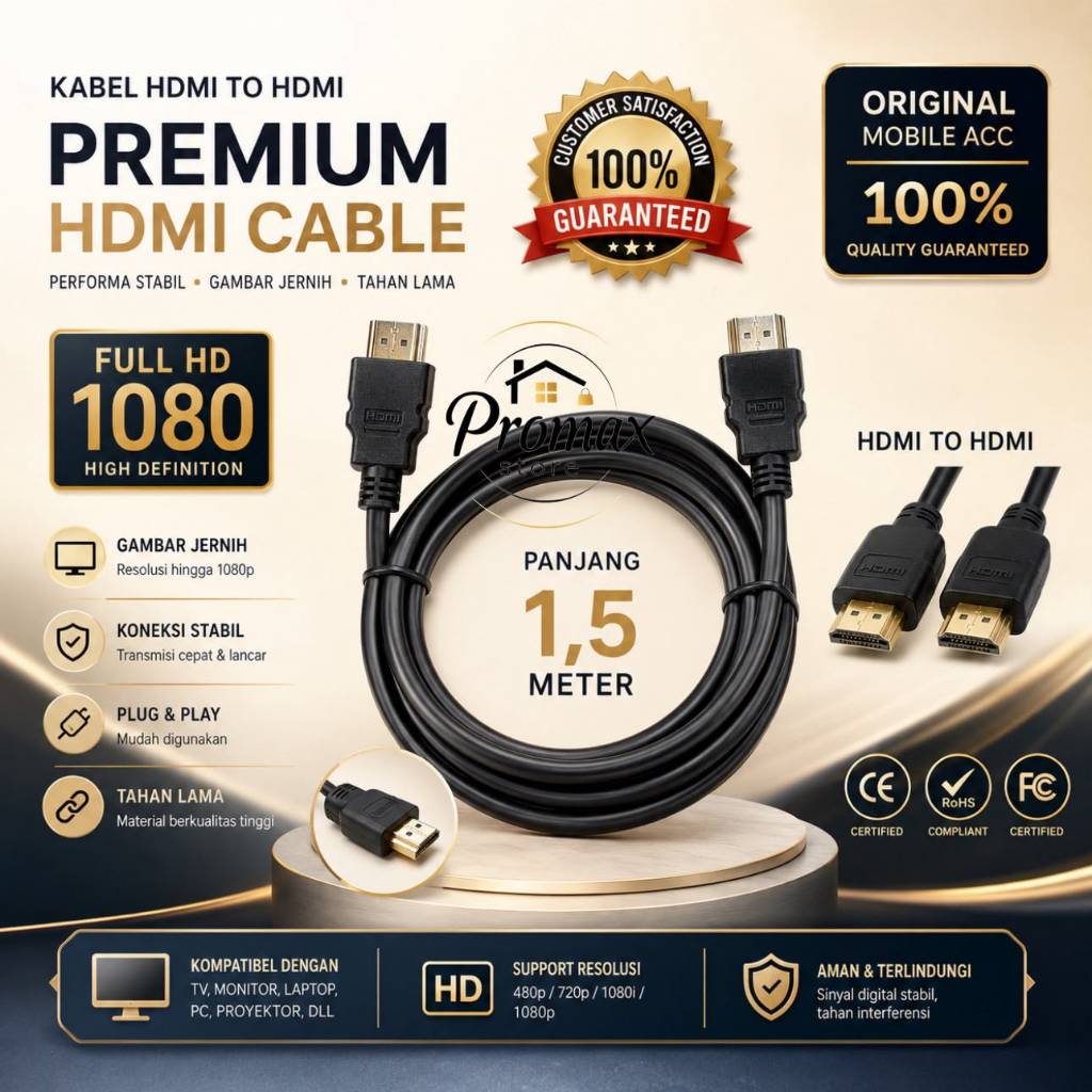 PM - Kabel Set Top Box HDMI To HDMI 1.5 Meter Meter | HDTV Cable Tv Smart Box 150CM Full HD 1080P Ma