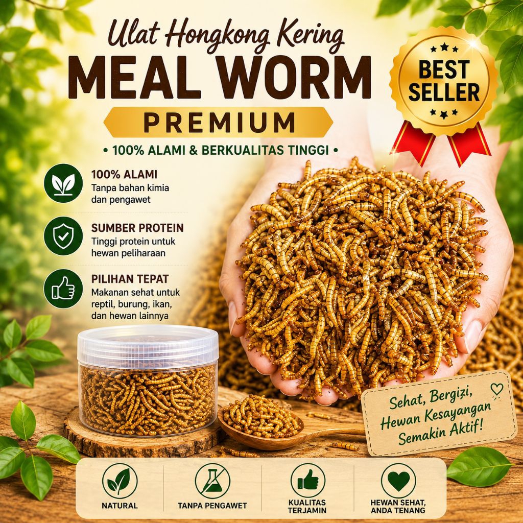 Ulat Hongkong kering/ Dried Mealworm kemasan 500gram dan 1kg