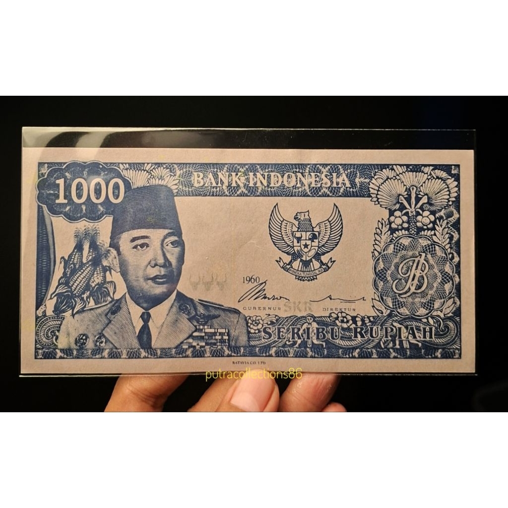 uang 1000 rupiah sukarno tahun 1960 biru penari 8
