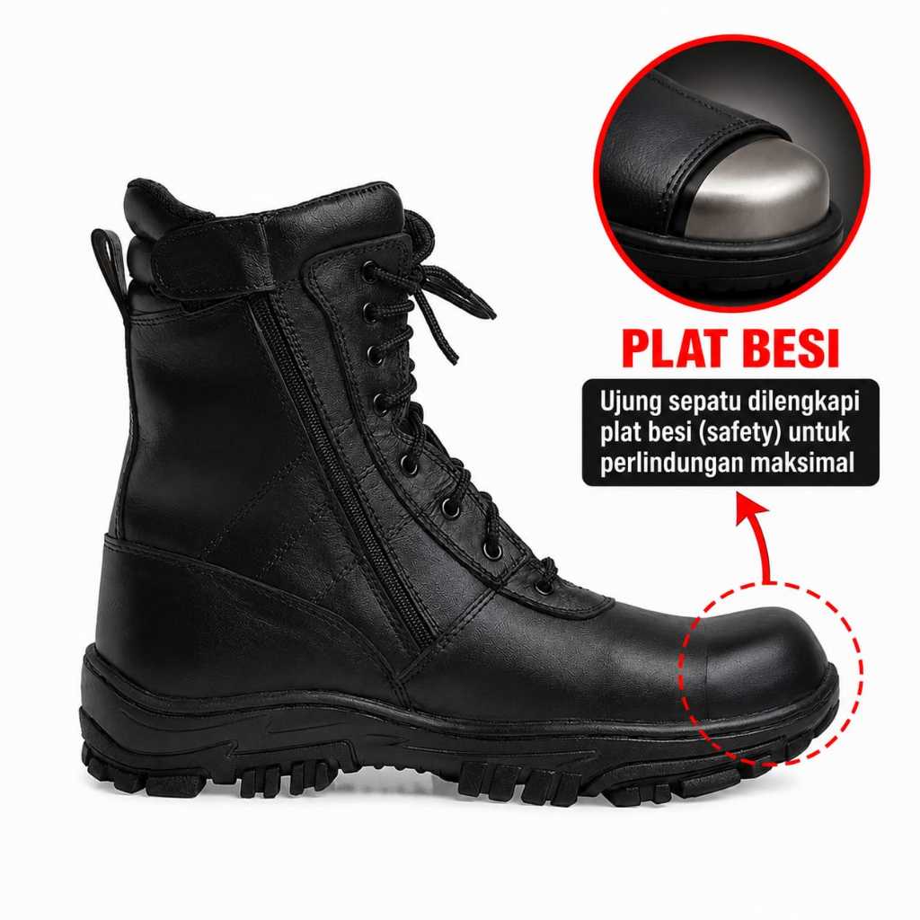 SEPATU DINAS TNI/ POLRI / SEPATU PDL SAFETY RESLETING/ SEPATU PDL KULIT ASLI