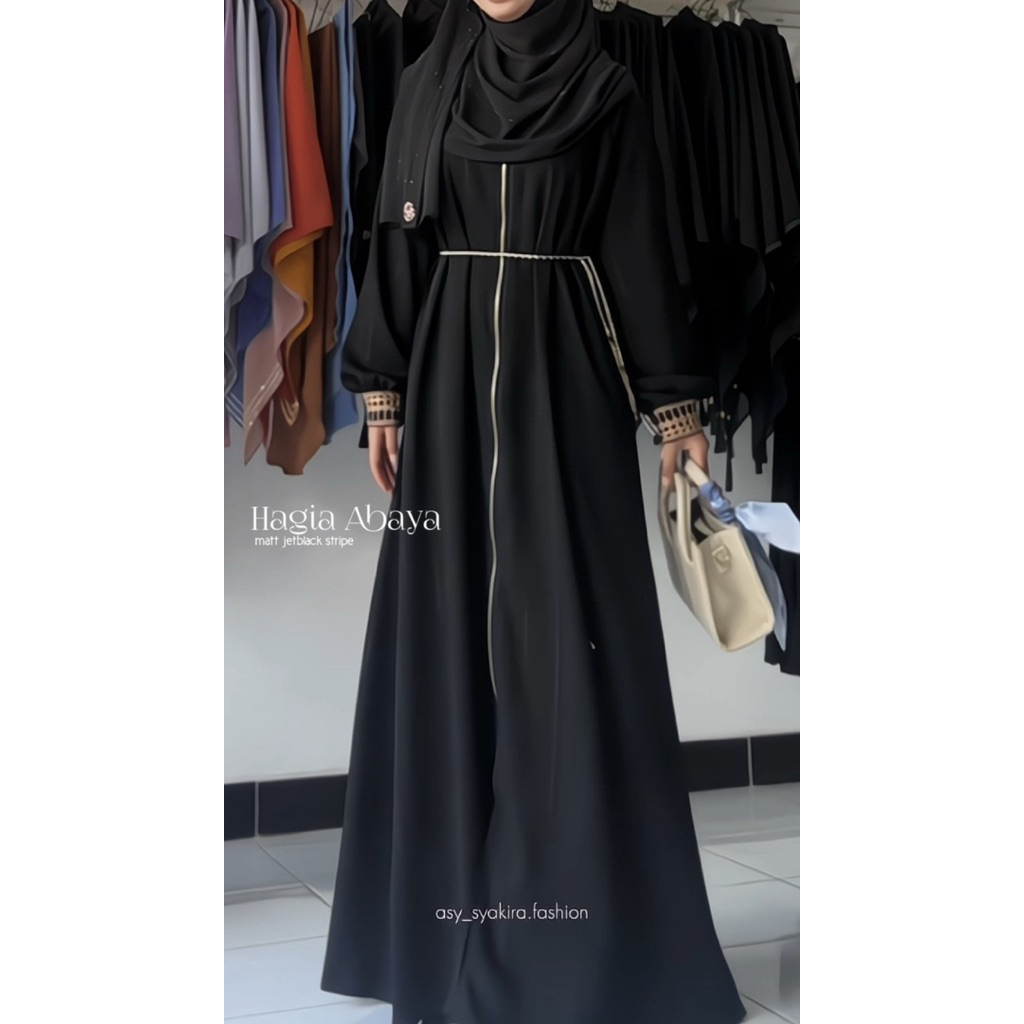 HAGIA ABAYA - SYAKIRA ABAYA STRIPE HITAM BY ASY SYAKIRA FASHION