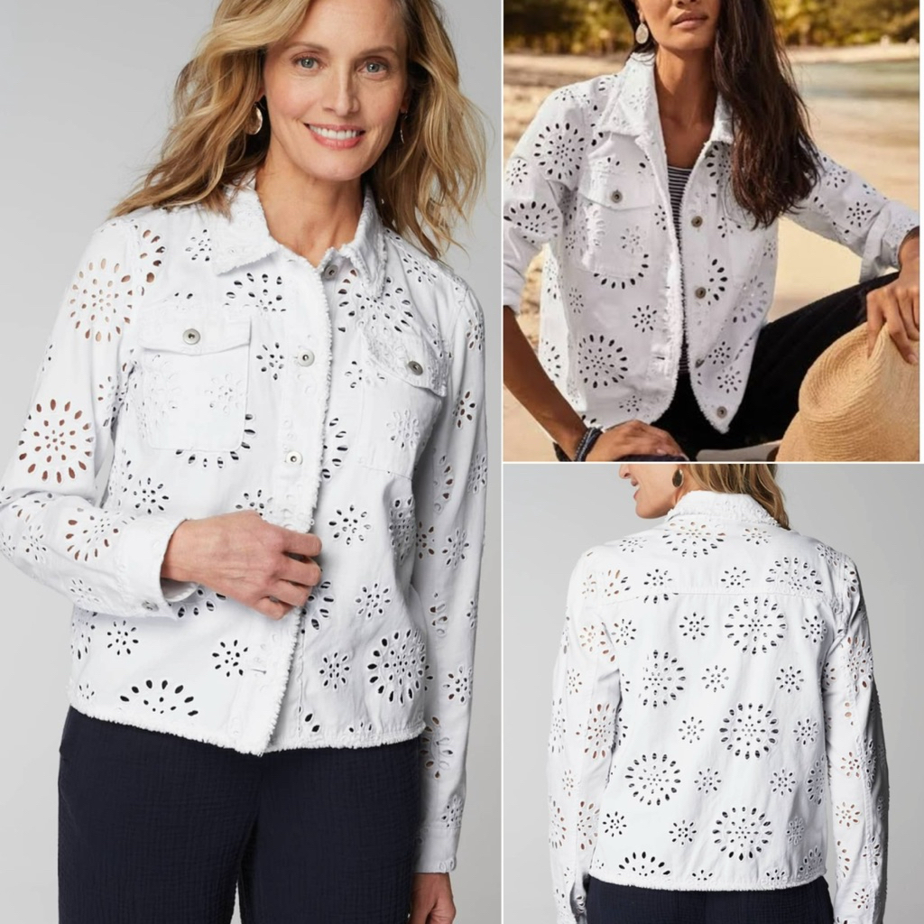 J.JILL EMBROIDERED EYELET JACKET