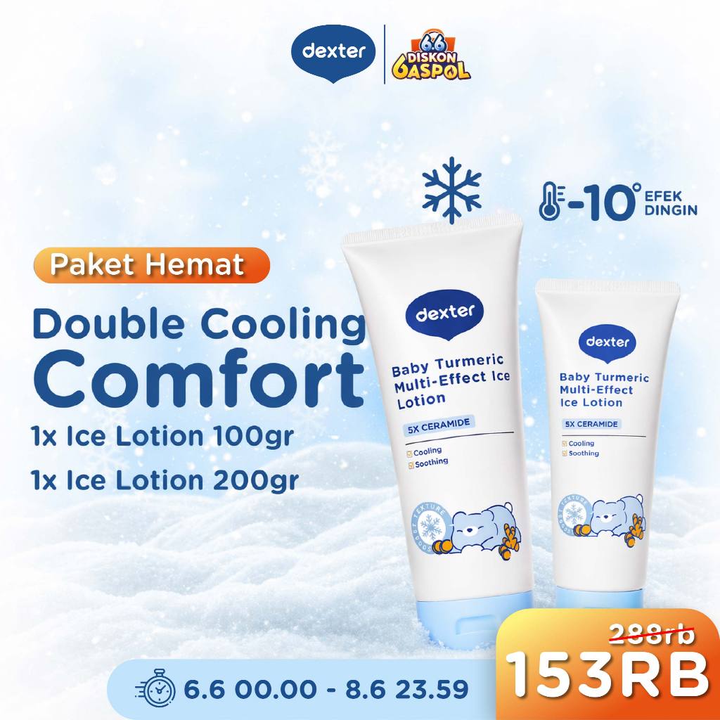 DEXTER Baby [2 PCS] Double Cooling Comfort Bundle Ice Lotion 100gr + 200gr | Dengan 5X Ceramide & Pa
