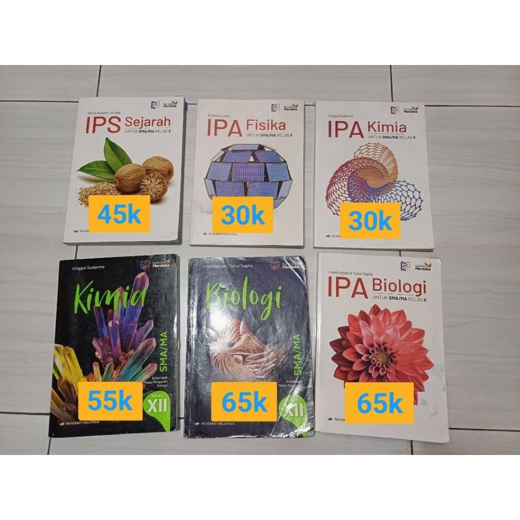(preloved) buku utbk erlangga kurikulum merdeka kumer kelas 10 12 sejarah fisika kimia biologi dan b