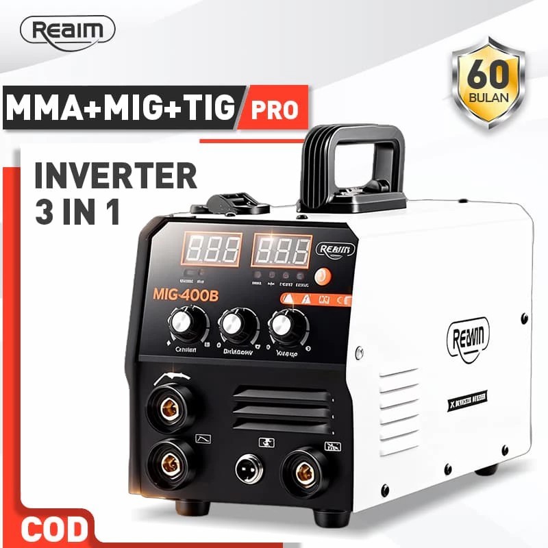 REAIM Mesin Las 3-IN-1 Welding Inverter MIG/MMA/TIG 120A Mesin Las Mig Tanpa Gas Mesin trafo las