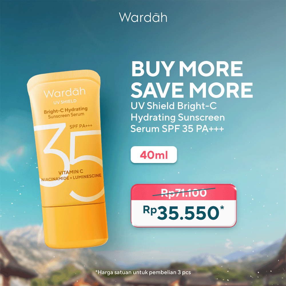 Wardah Sunscreen UV Shield Bright C-Hydrating Serum SPF 35 PA++++ Luminescence + Vitamin C + Niacina