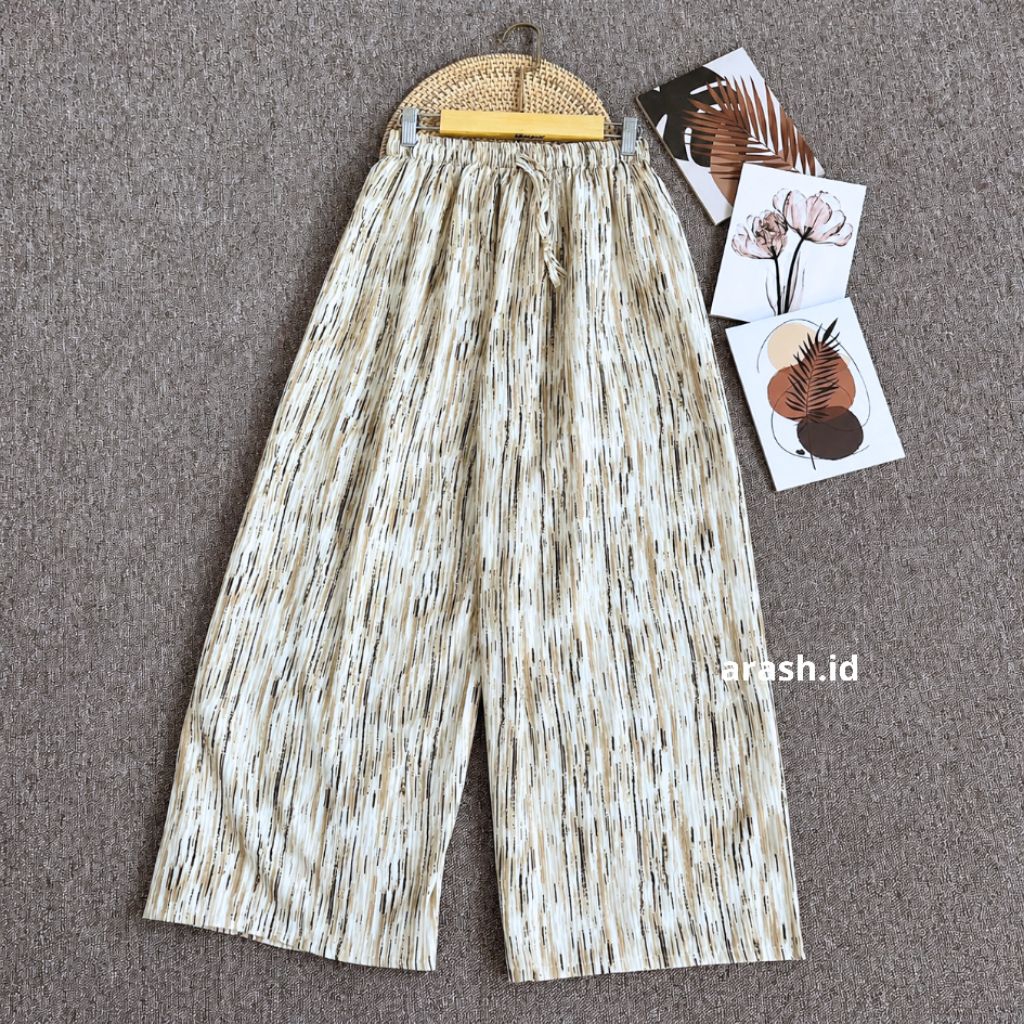 Celana Kulot Motif Strip Pants - Salur Motif Besar - Celana Panjang Wanita Baggy Kantor Kuliah - Kul