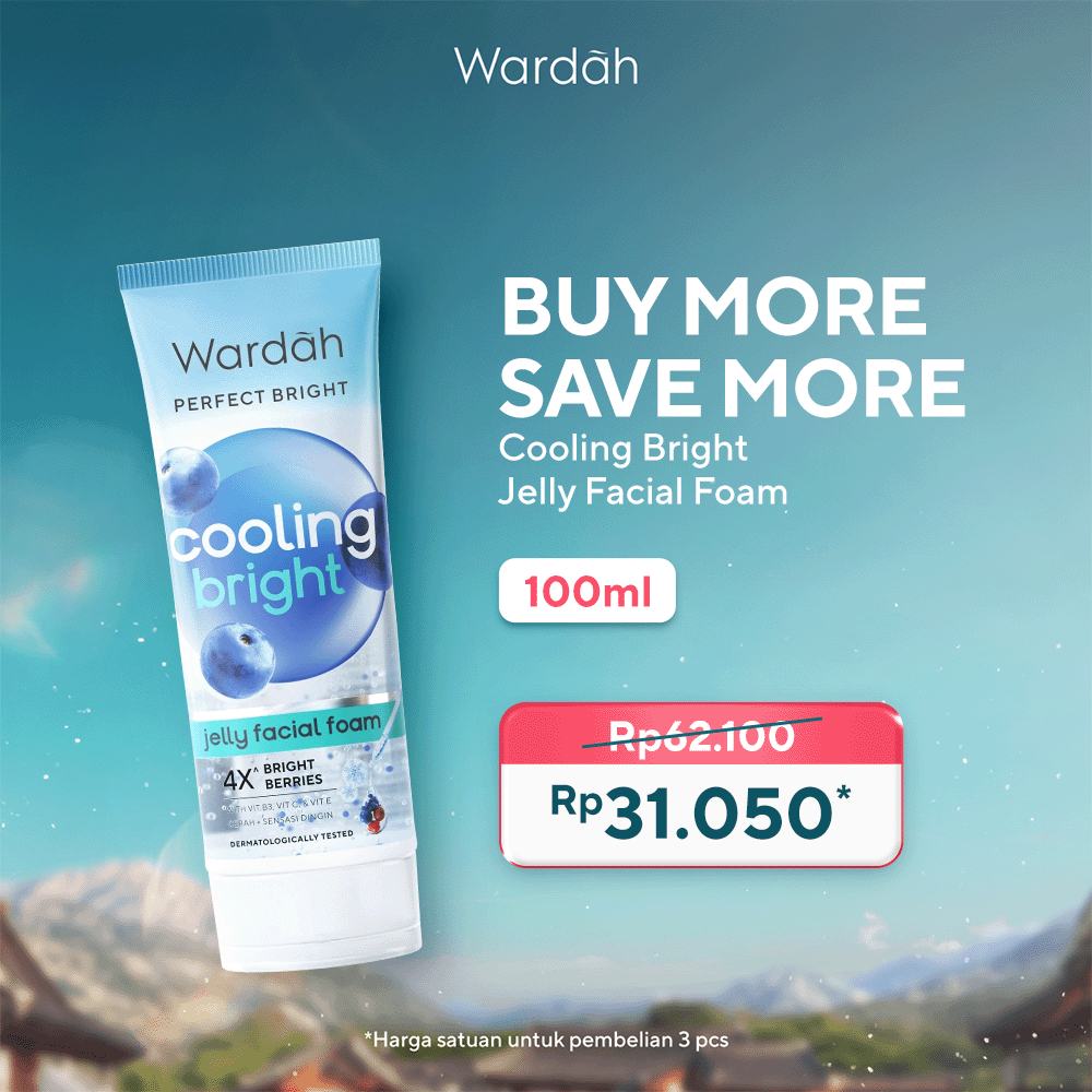 WARDAH Perfect Bright Cooling Bright Jelly Facial Foam 100 ml - Facial Wash untuk Semua Jenis Kulit 