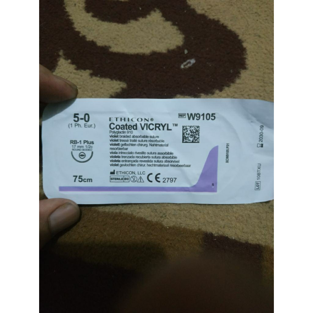 Benang Jahit Violet PGLA 910 Vicryl 5 0 Round Bodied