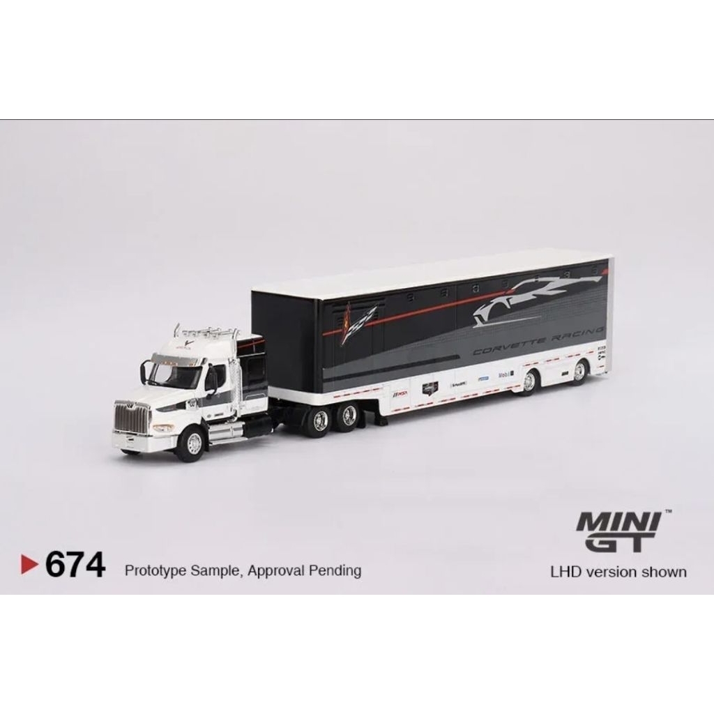 Mini GT 674 Western Star 49X w/ Racing Transporter Corvette Racing C8.R