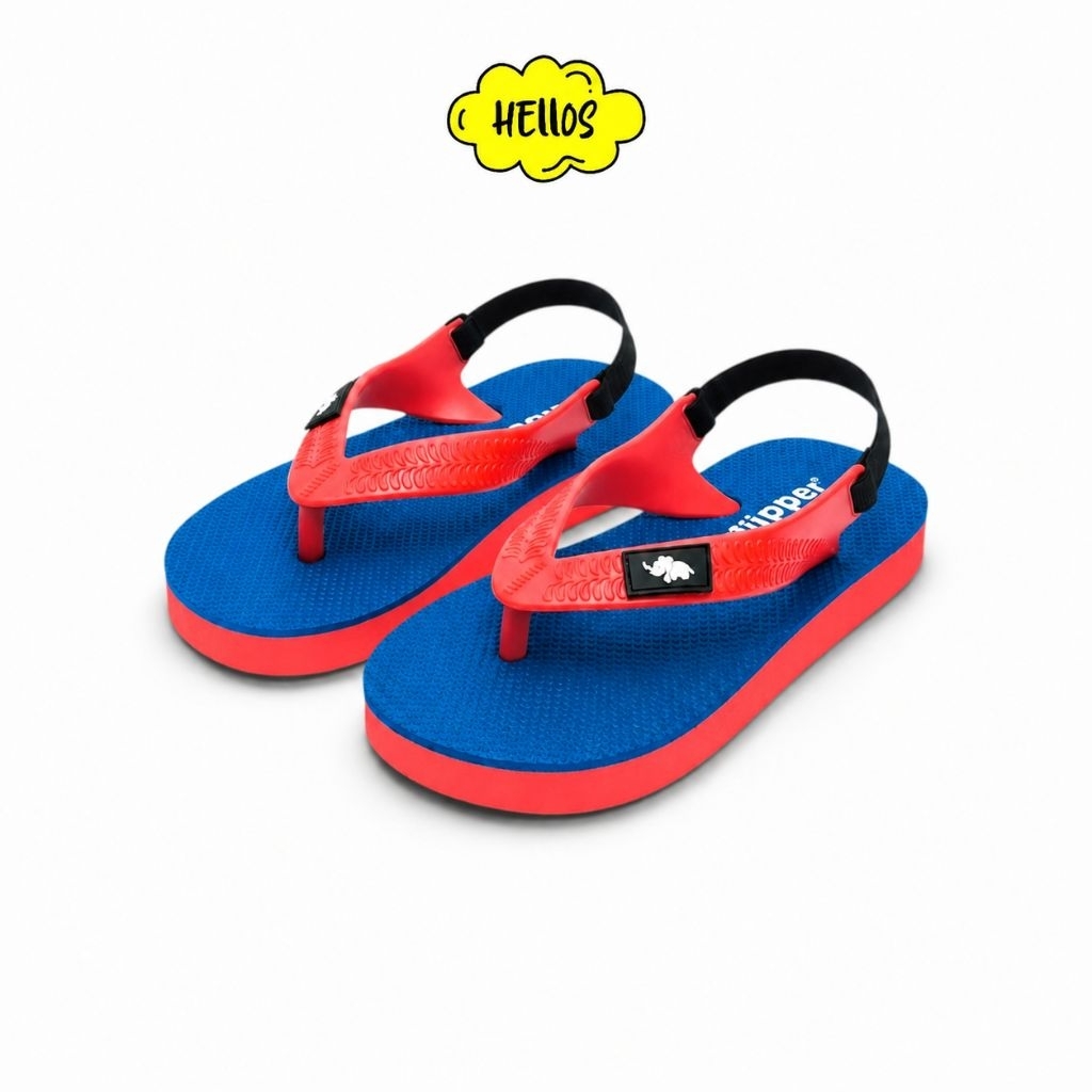 Sandal Jepit Fipper Rubber Anak Laki-Laki/Perempuan (Unisex) - NAVY MERAH - Fashion Kaki Karet