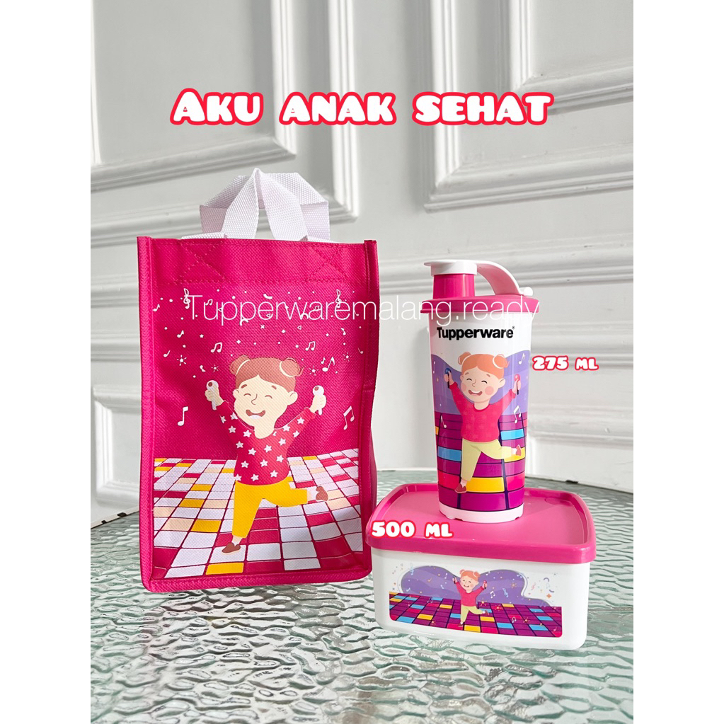 [SUPER MURAH] TEPAK MAKAN/ KOTAK BEKAL ANAK TUPPERWARE AKU ANAK SEHAT LUNCH SET BOX KIDS MURAH