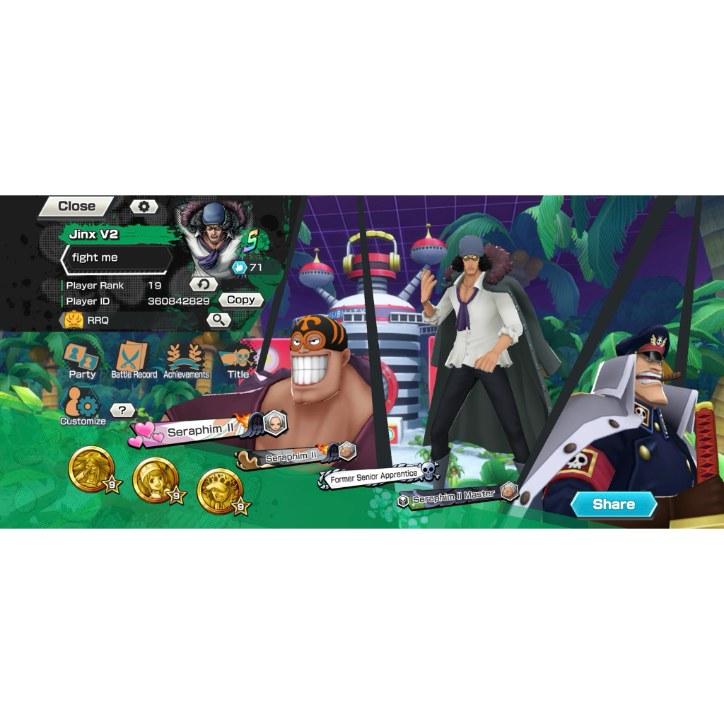 Akun one piece bounty rush 3 EX / Kuzan Max 100+, Law Max 100+ good medal