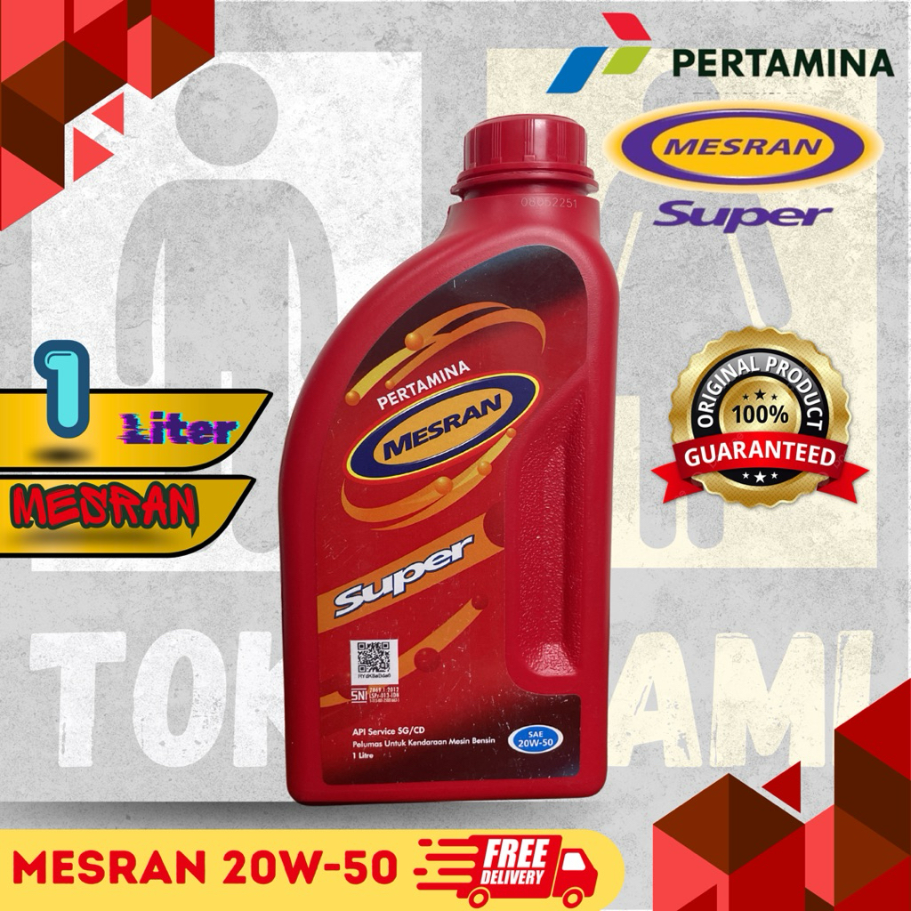 Oli Mesin Pertamina Mesran Super 1 Liter SAE 20W-50 untuk Bensin & Diesel