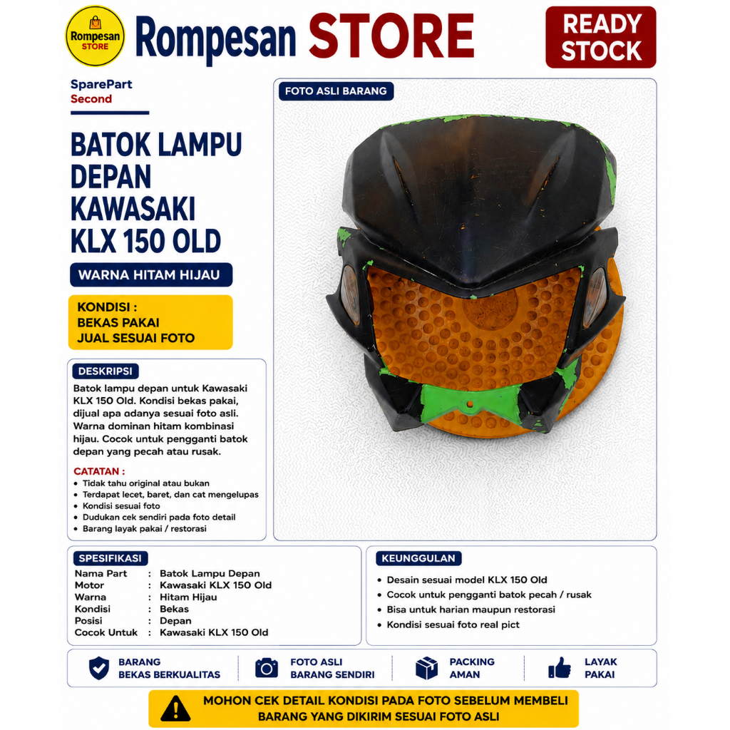Batok Lampu Depan Kawasaki KLX 150 Old  Kondisi bekas pakai