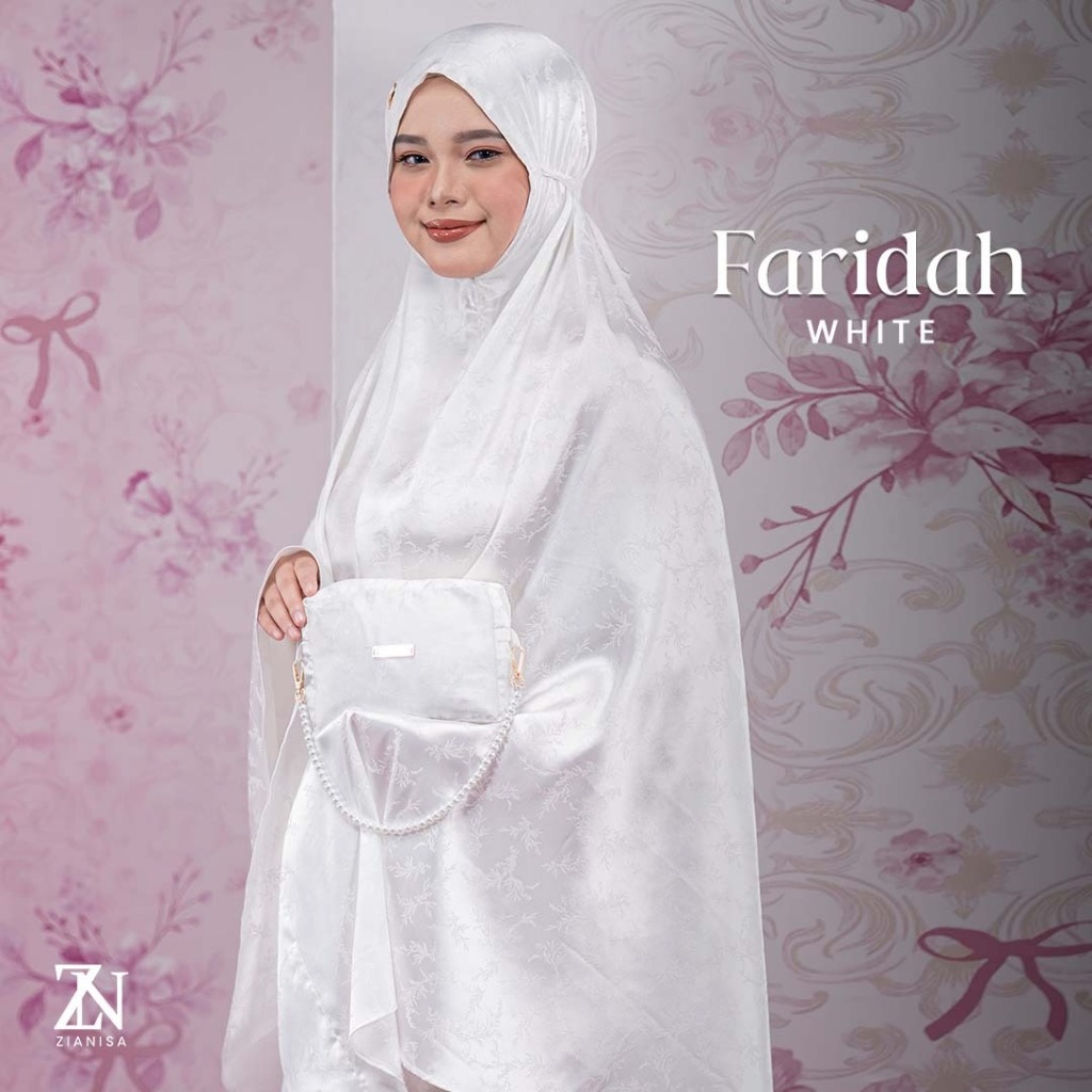 TAZBIYA X ZIANISA - Mukena PUTIH Premium | MUKENA PUTIH Silk Faridah | Mukena Haji | Mukena Umroh