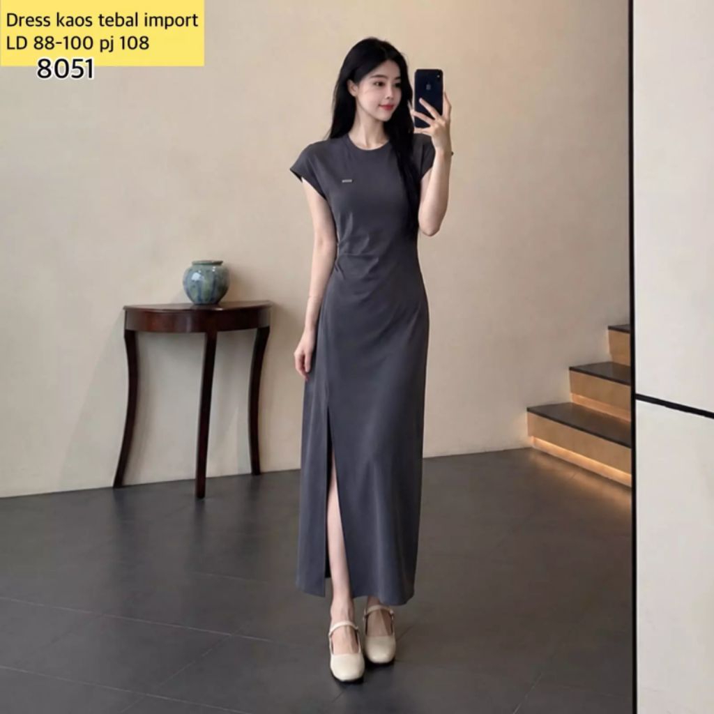 DRESS IMPORT DRESS DRESS KAOS BLH BROS bKK 1051DNY DRESS BAHAN KATUN TEBAL IMPORT/ DRESS WANITA KAOS