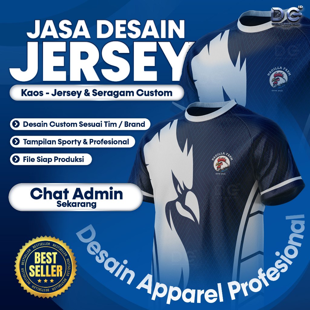Jasa Desain Jersey Custom Profesional | Kaos Tim Futsal, Voli & Olahraga (Full Custom)
