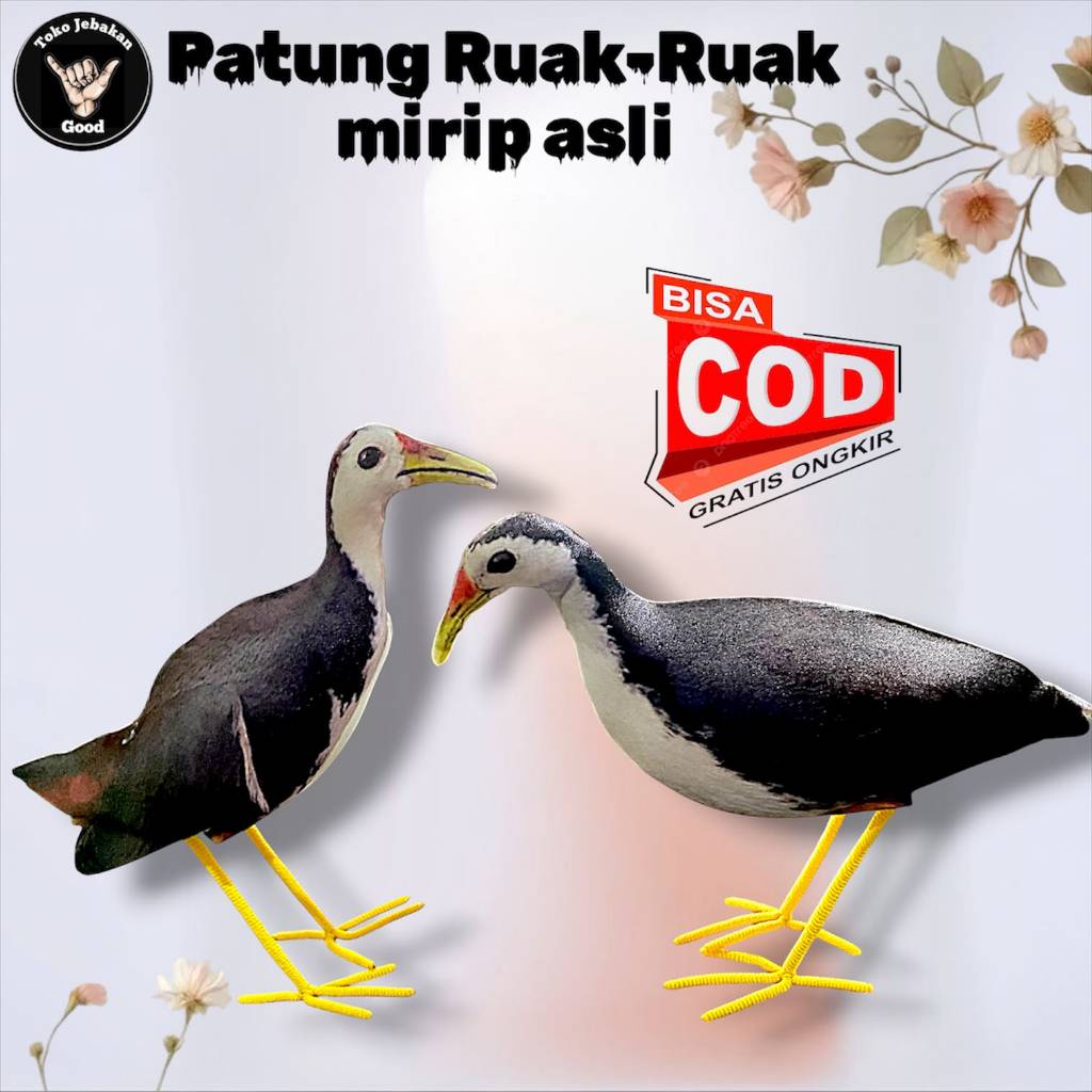 Patung Burung Ruak Ruak - Desain Realistis, Bahan Tahan Air, Ukuran Asli
